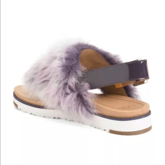 UGG Holly Lamb Fur Fluffy Leather Sandal 7 NEW - Picture 9 of 9